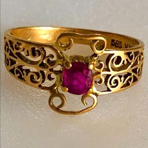 Arts and Craft 14K Ruby Handwroght Ring